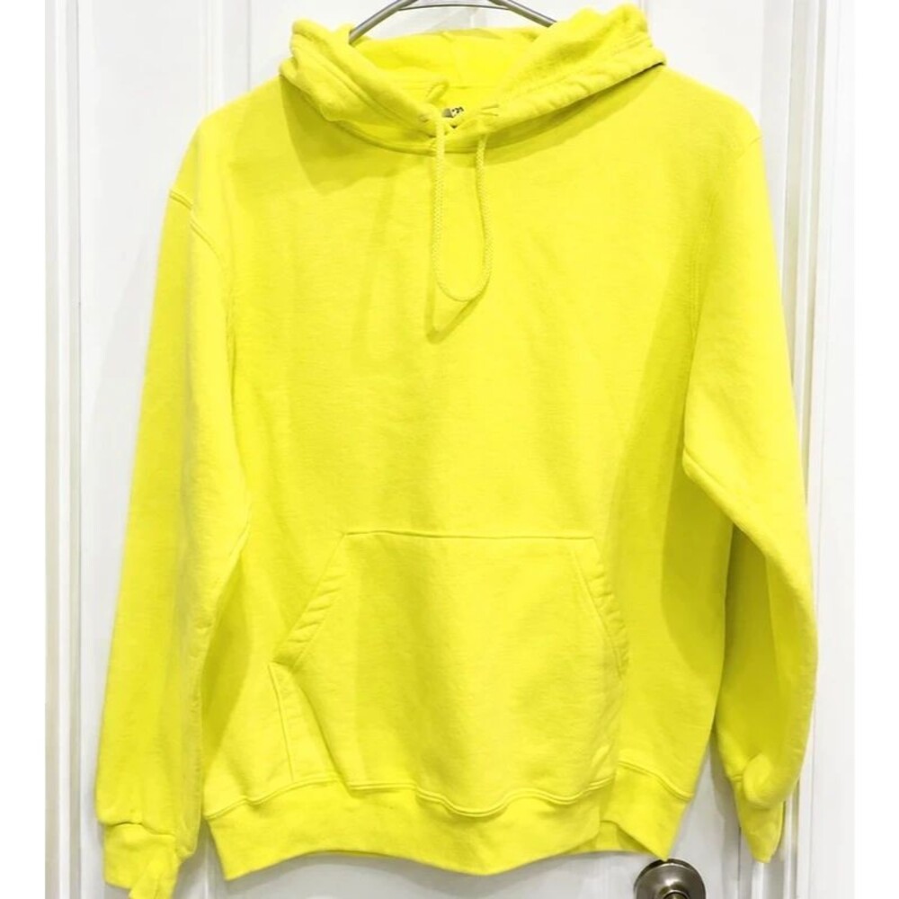 Fruit of the Loom BEST Neon Yellow Pullover Hoodie Size Medium